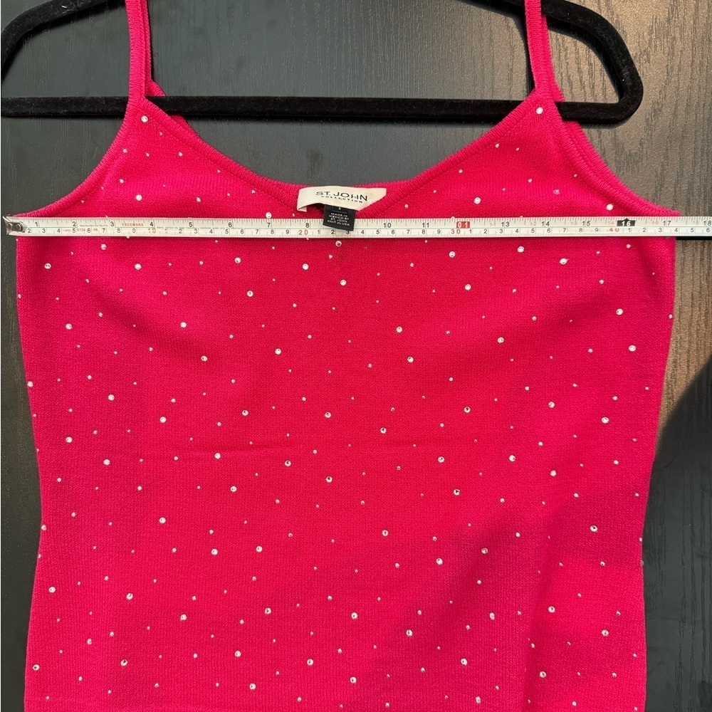 St. John Embellished Pink Knit Tank Top Blouse Small Rhinestone - Picture 4 of 7